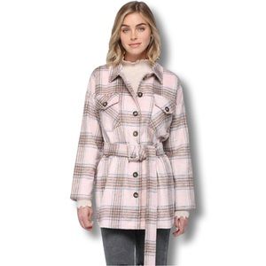 Fate Elle Woods Pink Plaid Belted Shacket